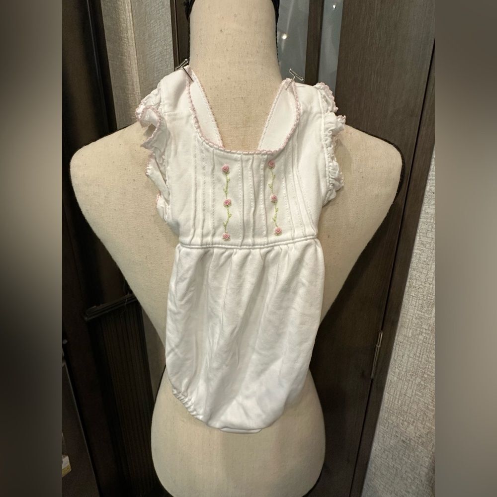 Baby Thread White Ruffled Baby Bib with Pink Accents